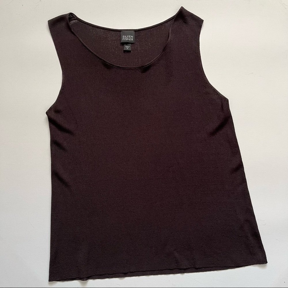 EILEEN FISHER Brown Knit Scoop Neck Tank Top size Medium